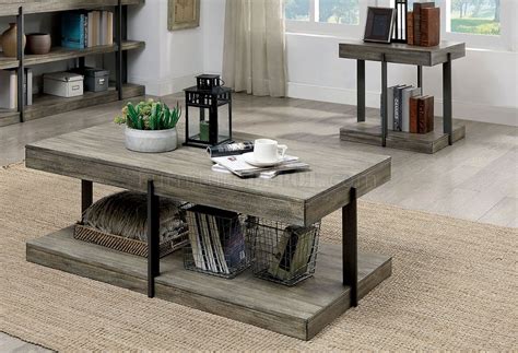 Coffee table and end tables set fresh wicker coffee table outdoor, source: Tual 3Pc Coffee & End Table Set CM4393 in Antique Gray w ...