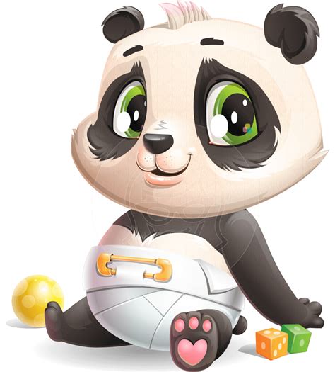 Baby Panda Vector Cartoon Character 112 Poses Graphicmama Baby Riset
