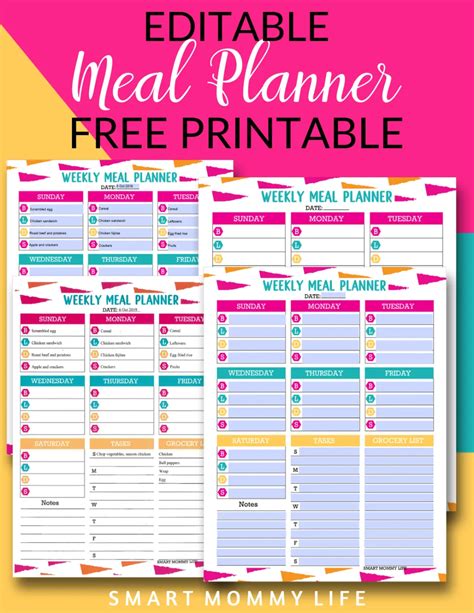 Free Weekly Meal Planner Template Pdf