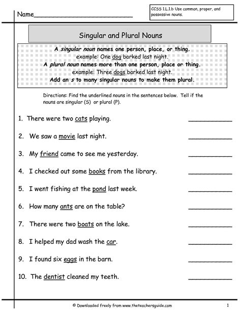 Free Printable Third Grade Grammar Worksheets
