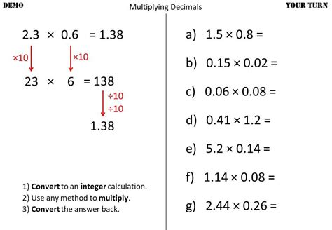 Multiplying 1 Digit Decimals Go Teach Maths Handcrafted Resources