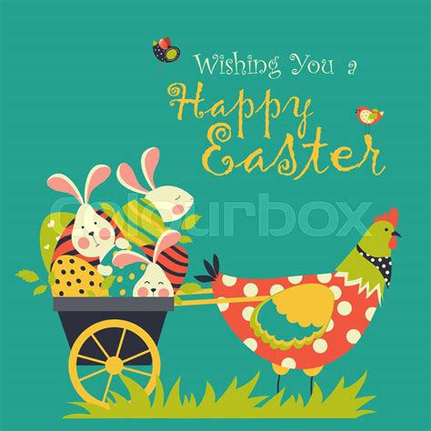 Bunnieschicken And Easter Eggs Stock Vector Colourbox