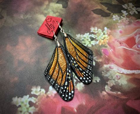 Hand Tooled Leather Iridescent Monarch Butterfly Wings Etsy
