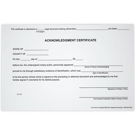 Acknowledgment Notary Certificates Simply Stamps