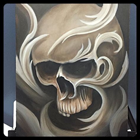 Filigree Skull Painting By Chad Miskimon Tattoonow