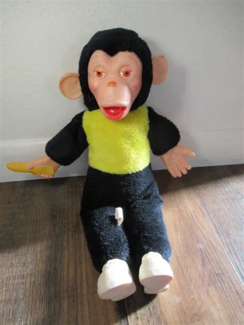 Vintage Rubber Face Monkey Plush Toy Mr Bim Zip Zippy Banana Stuffed 17