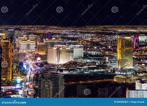 Aerial View Of Las Vegas Strip At Night Las Vegas Nevada Usa