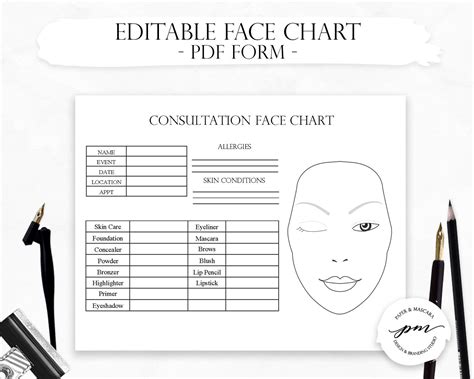 Editable Makeup Artist Face Chart Freelance Makeup Artist Forms In