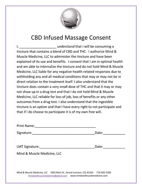 Cbd Infused Massage Form Fill Out And Sign Printable Pdf Template