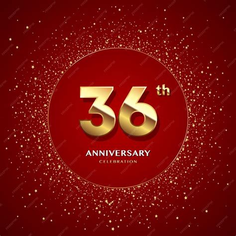 Premium Vector 36th Anniversary Logo With Gold Numbers And Glitter