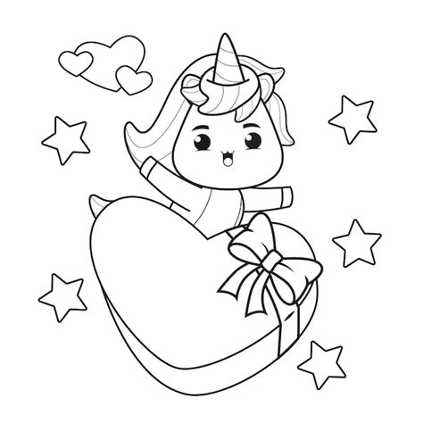 Premium Vector | Coloring book cute unicorn for valentine's day