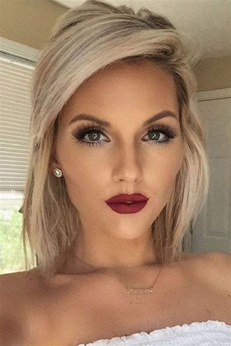 amazing makeup with red lips short hairstyle makeup shorthair pretty short wedding hair