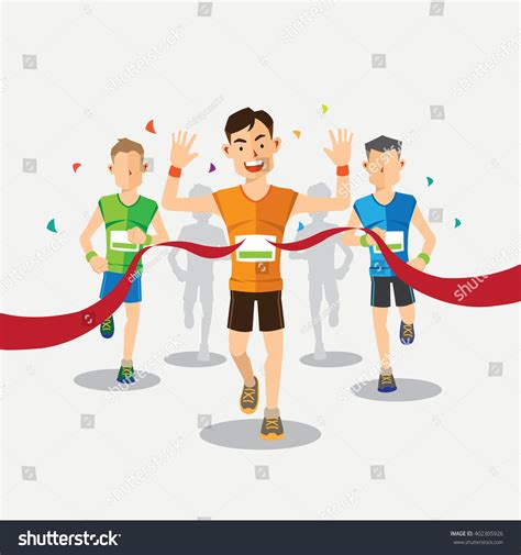 Marathon Runners Cross Finish Line Stock Vector Royalty Free 402305926