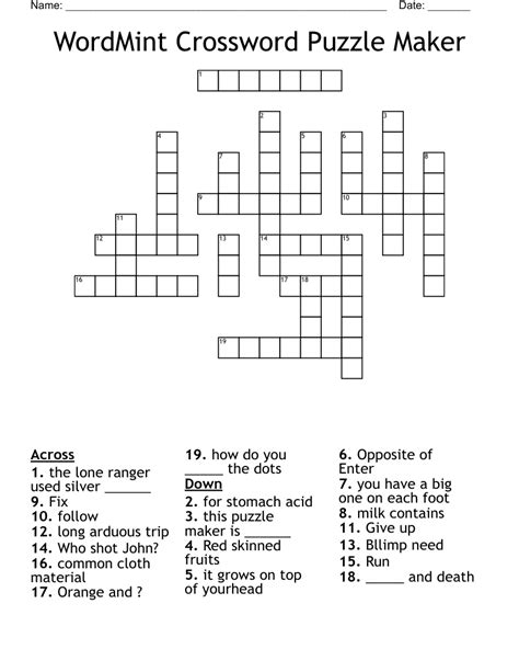 Wordmint Crossword Puzzle Maker Wordmint