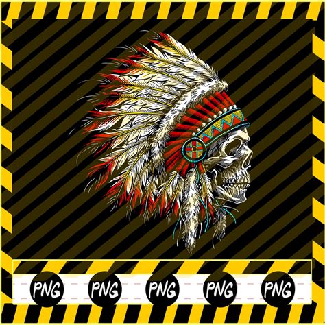 Native American Indian Chief Skull Motorcycle Headdress Png Etsy