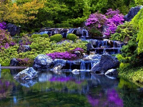 Waterfall With Purple Flowers A Wonderful World Of Purple Its