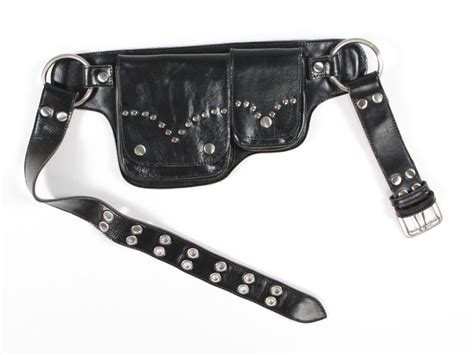 Hip Pack Leather Utility Belt Black With Chrome Rivet Design Etsy