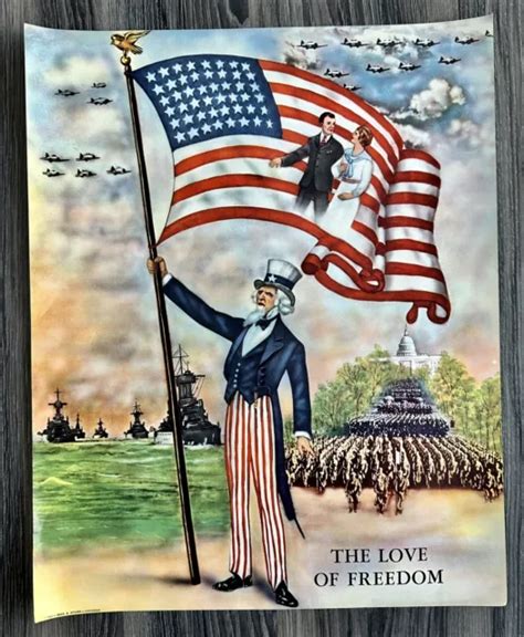 ORIGINAL WW ART Propaganda Poster Uncle Sam The Love Of Freedom Max Stern War PicClick