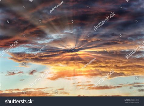 Sunset Sunrise Clouds Light Rays Other Stock Photo 709224073 Shutterstock