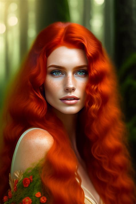 lexica brunette wild hair long wavy red orange hair ivory fair skinned exotic freckles