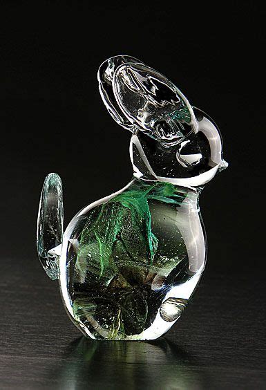 Cashs Ireland Art Glass Forty Shades Of Green Bunny Rabbit Paperweight