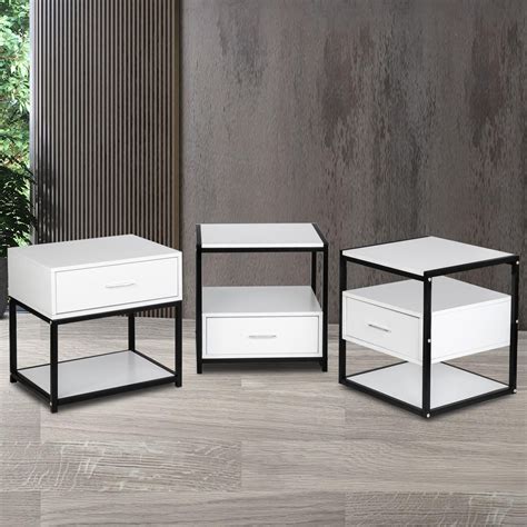 Contemporary White Bedside Tables White Modern Bedroom Decor 1 Drawer
