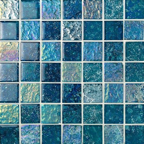 Laguna Iridescent Aquamarine 2×2 Polished Glass Mosaic Tile Artofit
