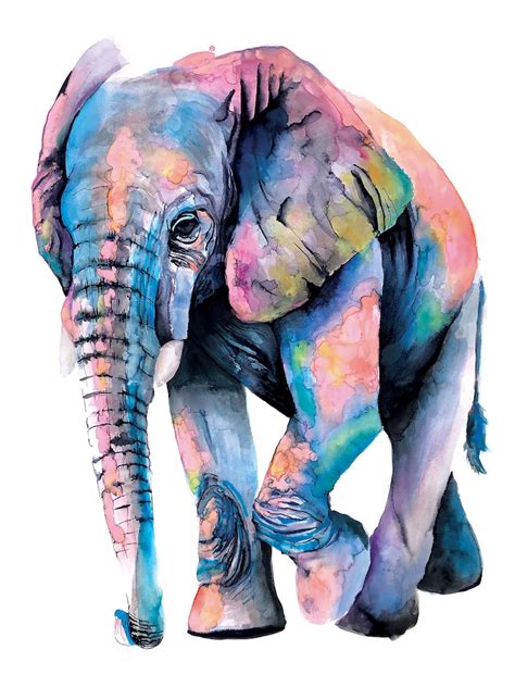 Elephant Watercolor Painting Art Digital Download By Kate Etsy