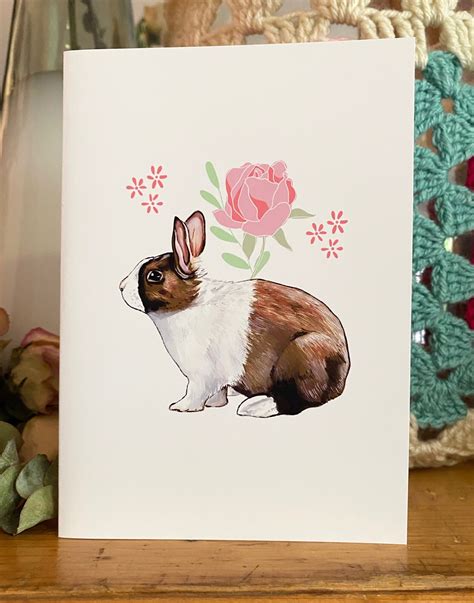 Rabbit Greeting Cards Set Of 4 Etsy
