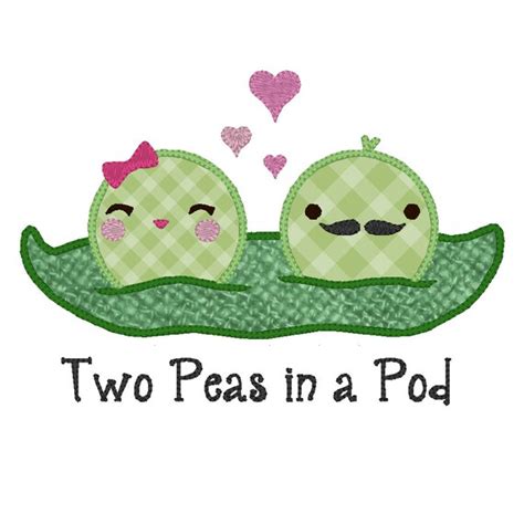 Two Peas In A Pod Applique Embroidery Design Pattern For Etsy