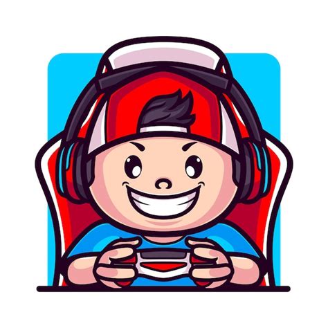 Premium Vector Cute Gamer Boy Playing With Controller And Gaming