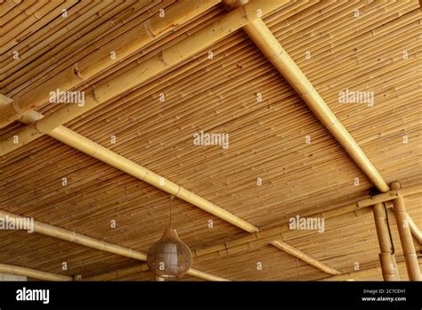 Texture Background Of Bamboo Roof Ecological House Made Of Natural