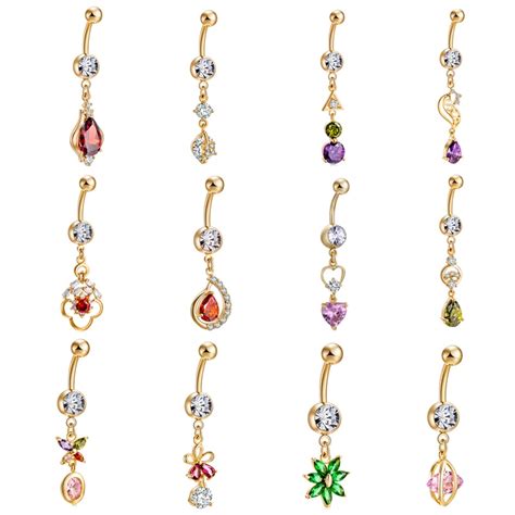 Sexy Dangle Belly Button Gold Silver Color Rings Belly Piercing Zircon Flower Body Jewelry Navel