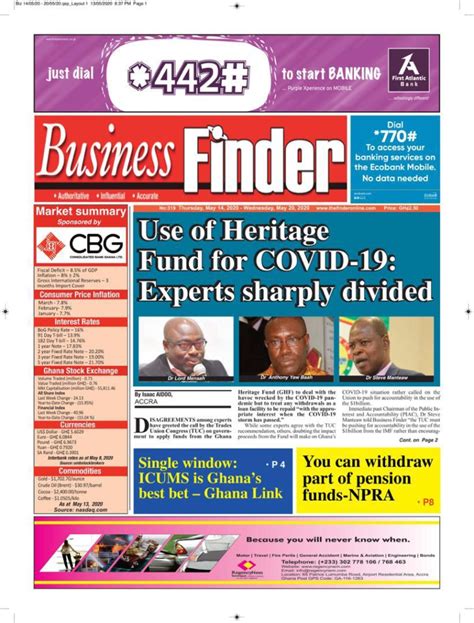 Todays Newspaper Front Pages Thursday May 14 2020 Bbc Ghana Reports