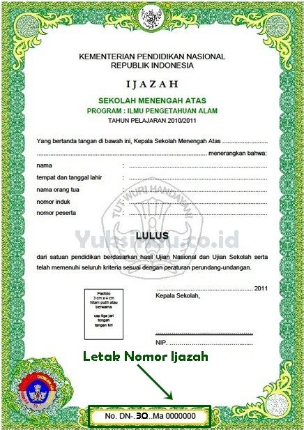 Letak Nomor Ijazah Sma Beserta Keterangannya Lengkap