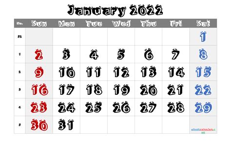 Printable Calendar January 2022 Free Premium