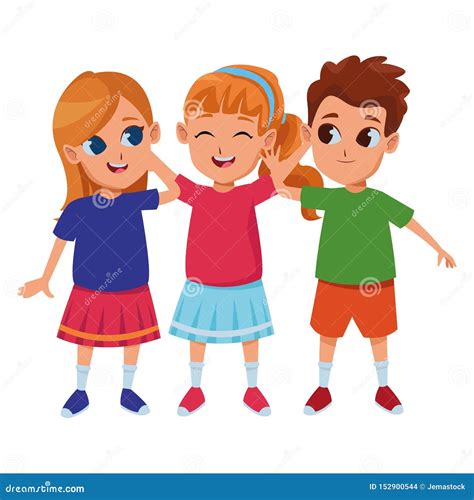 Kids Friends Playing And Smiling Cartoons Stock Vector Illustration