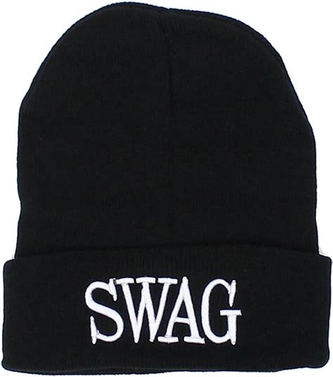 Black Beanie With Swag Word In Front White Letters At Amazon Mens