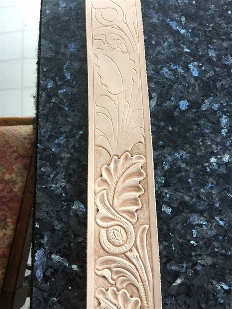 Sheridan Style Leather Tooling Leather Guitar Strap In Progress