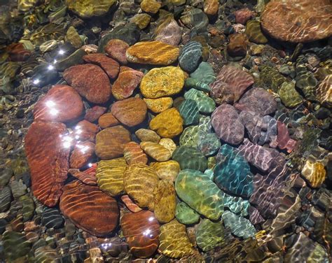 Rainbow Rocks Arranged In Crystal Clear Water Oc Rrainboweverything