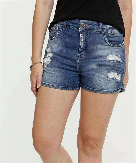 Short Feminino Destroyed Zune Jeans Marisa