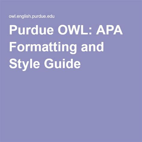 Purdue Owl Apa Owl Purdue Apa Purdue Online Writing Lab Educator