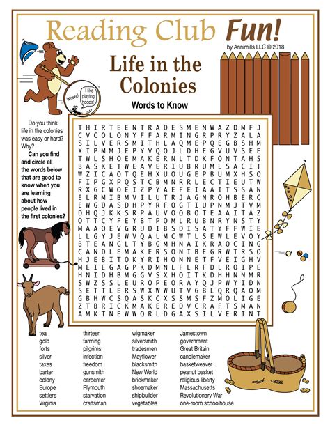 Life In The Colonies Columbus To The Revolution Printable Puzzles
