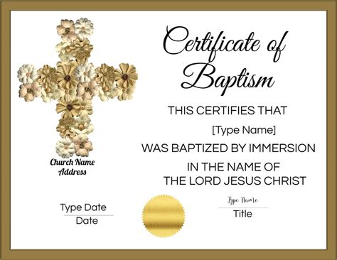 Downloadable Free Baptism Certificate Template