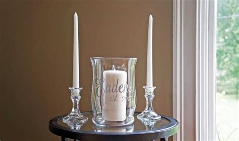 Unity Candle Holder Set Name And Est Vinyl Wedding Monogram Glass