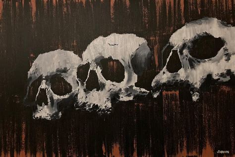 Triple Skull Original Oil Painting On 36x24 Canvas Etsy