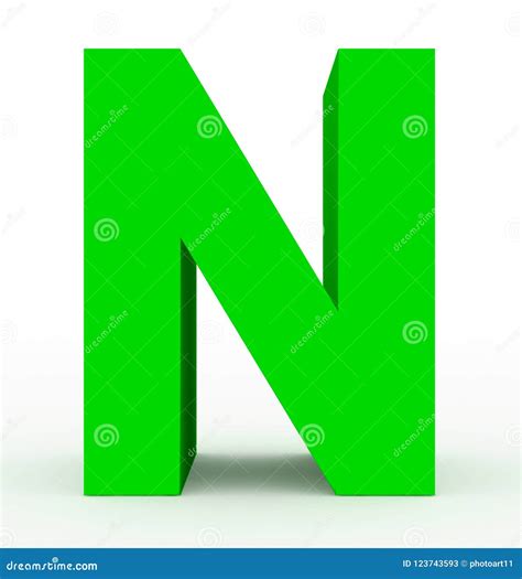 Verde De La Letra N 3d Aislado En Blanco Stock De Ilustración