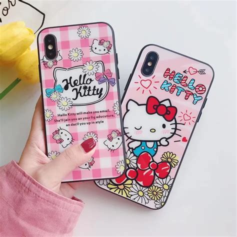 For Iphone 8 8plus Fresh Hello Kitty Glass Cases For Iphone Xr Xs Max 7