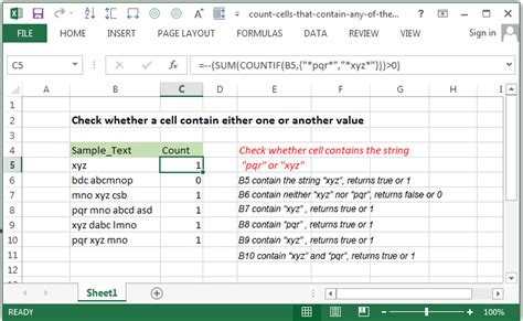 Excel Count Count Cells That Contain Any Of The Specified String