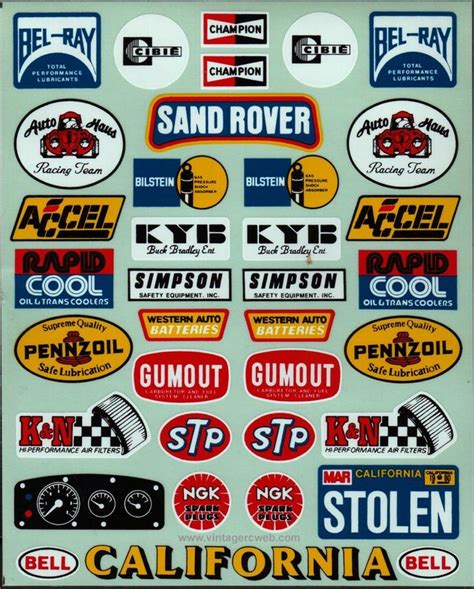 Vintage Auto Decals Racing Stickers Slot Cars Decals